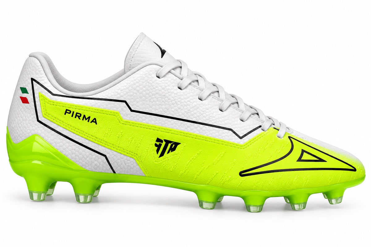 Tacos de fútbol Pirma Skin Gamer STD blanco y verde neón